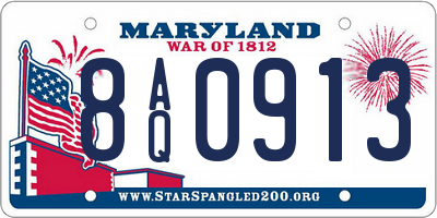 MD license plate 8AQ0913