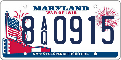MD license plate 8AQ0915