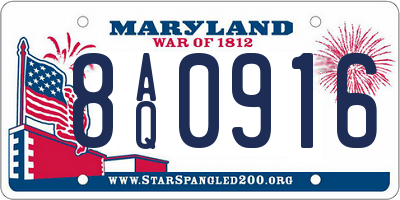 MD license plate 8AQ0916