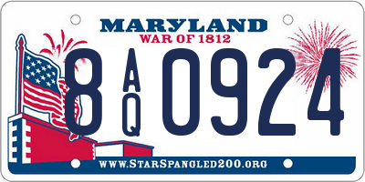 MD license plate 8AQ0924