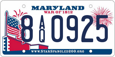 MD license plate 8AQ0925