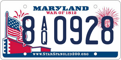 MD license plate 8AQ0928