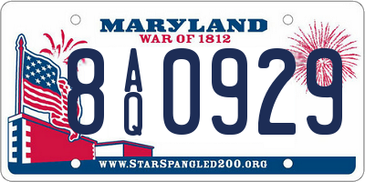 MD license plate 8AQ0929