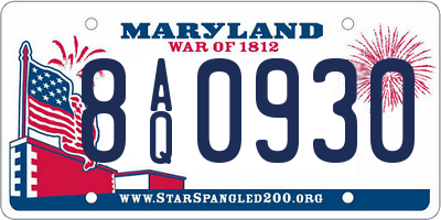 MD license plate 8AQ0930
