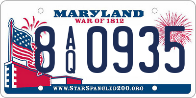 MD license plate 8AQ0935