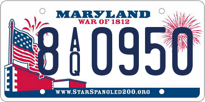 MD license plate 8AQ0950