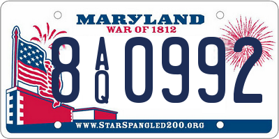 MD license plate 8AQ0992