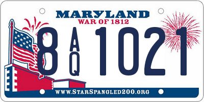 MD license plate 8AQ1021