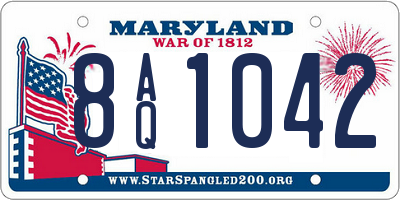 MD license plate 8AQ1042