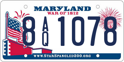 MD license plate 8AQ1078
