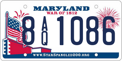 MD license plate 8AQ1086