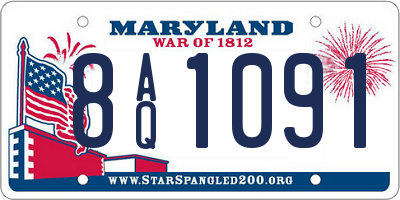 MD license plate 8AQ1091