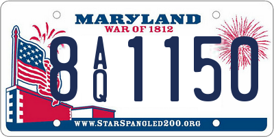 MD license plate 8AQ1150