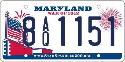 MD license plate 8AQ1151