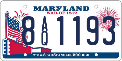 MD license plate 8AQ1193