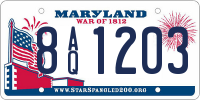 MD license plate 8AQ1203