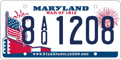MD license plate 8AQ1208