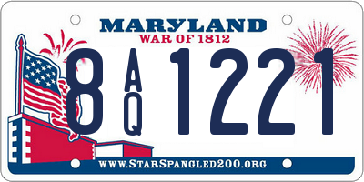 MD license plate 8AQ1221