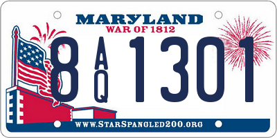 MD license plate 8AQ1301