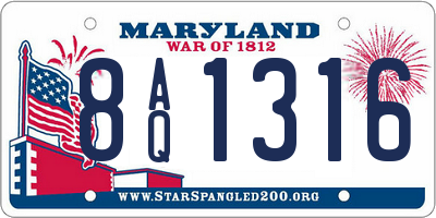 MD license plate 8AQ1316