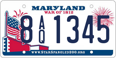 MD license plate 8AQ1345