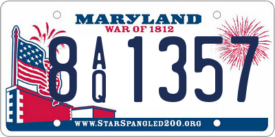 MD license plate 8AQ1357