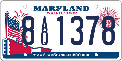 MD license plate 8AQ1378