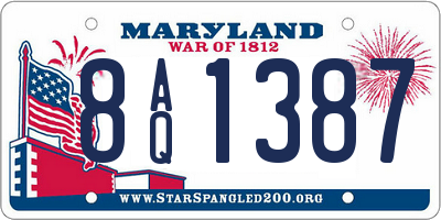 MD license plate 8AQ1387