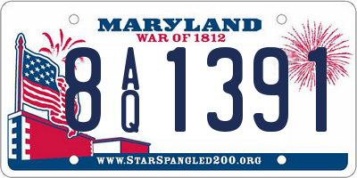 MD license plate 8AQ1391