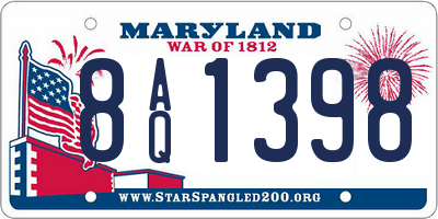 MD license plate 8AQ1398