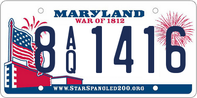 MD license plate 8AQ1416