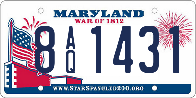 MD license plate 8AQ1431