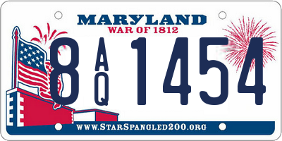 MD license plate 8AQ1454