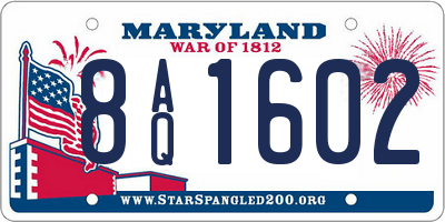 MD license plate 8AQ1602