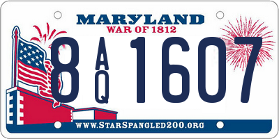 MD license plate 8AQ1607