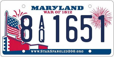 MD license plate 8AQ1651