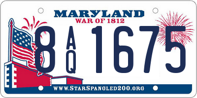 MD license plate 8AQ1675