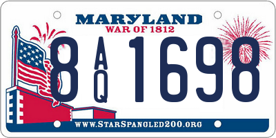 MD license plate 8AQ1698