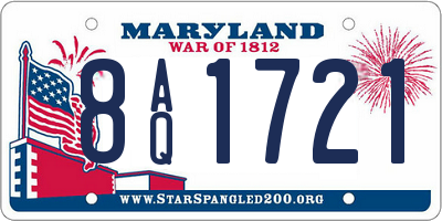 MD license plate 8AQ1721