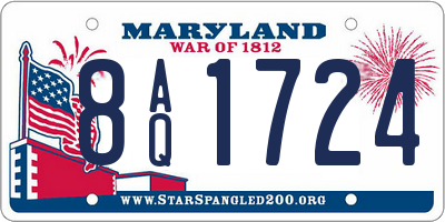 MD license plate 8AQ1724