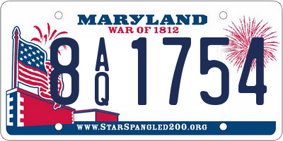 MD license plate 8AQ1754