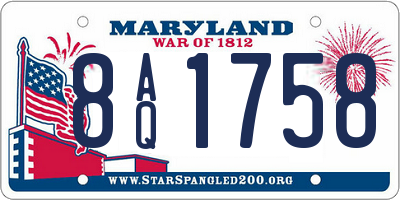 MD license plate 8AQ1758