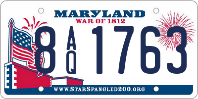 MD license plate 8AQ1763