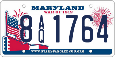 MD license plate 8AQ1764