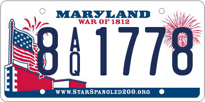 MD license plate 8AQ1778
