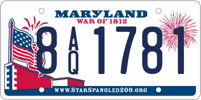 MD license plate 8AQ1781