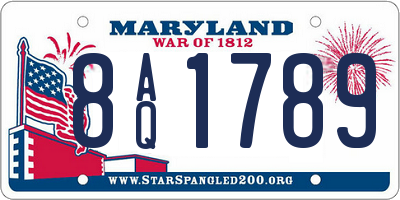 MD license plate 8AQ1789