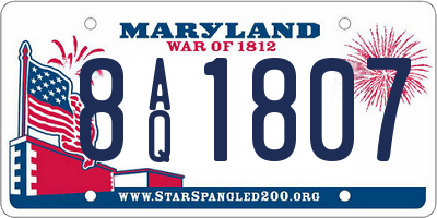 MD license plate 8AQ1807
