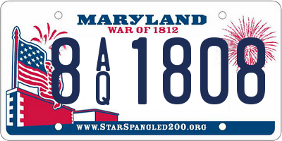 MD license plate 8AQ1808