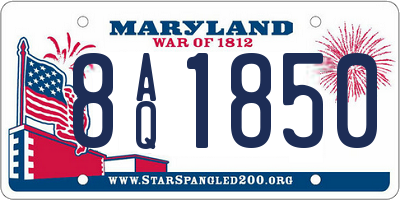 MD license plate 8AQ1850